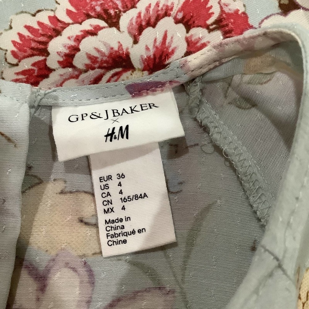 GP&J Baker X H&M Floral Bird Print Boxy Viscose Shift Dress Raglan Half Sleeve - Picture 12 of 16